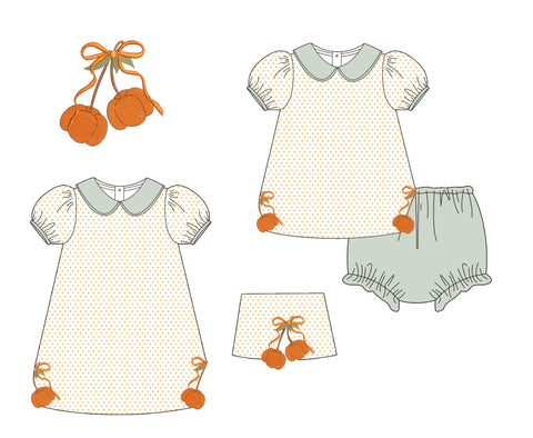 Orange Bitty Dots and Pumpkin Embroidered Collection - ETA early August