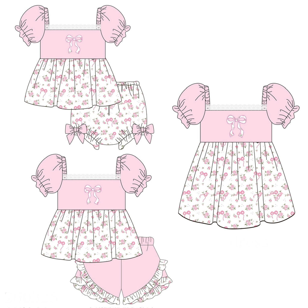 Pink Floral Bow Appliqué Collection - ETA early August