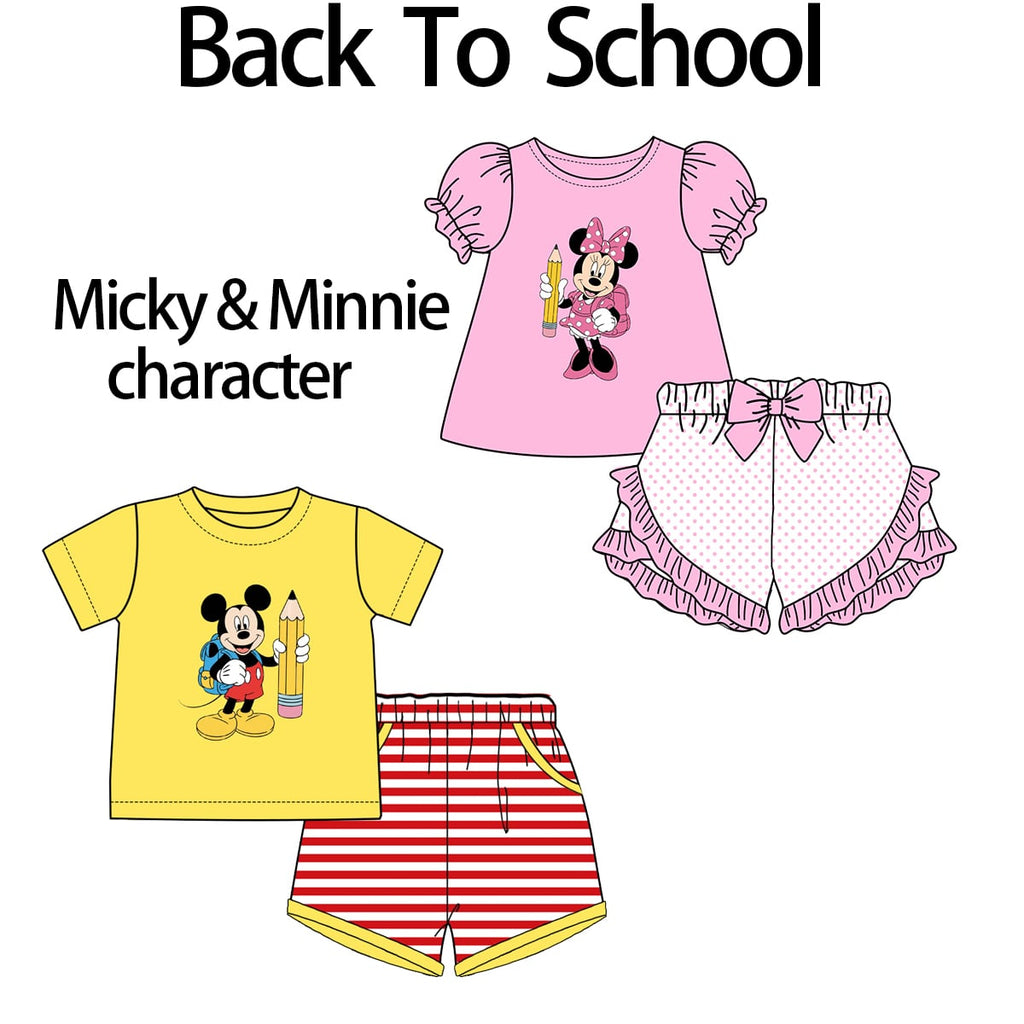 Character Back To School Embroidered Short Sets - ETA late June