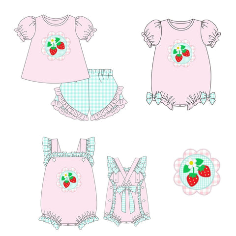 Mint Gingham Strawberries Stitched Collection - ETA early January