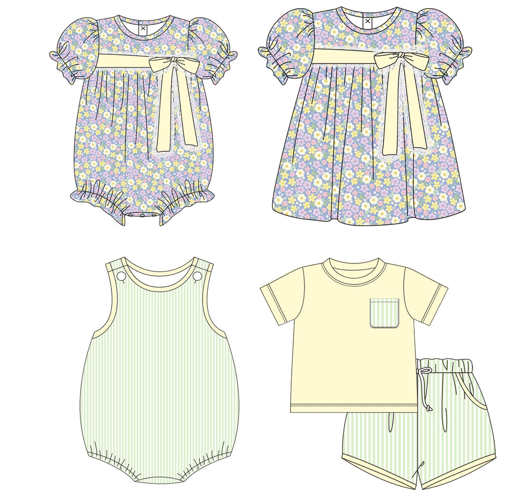 Yellow Floral and Green Stripes Collection - ETA early August