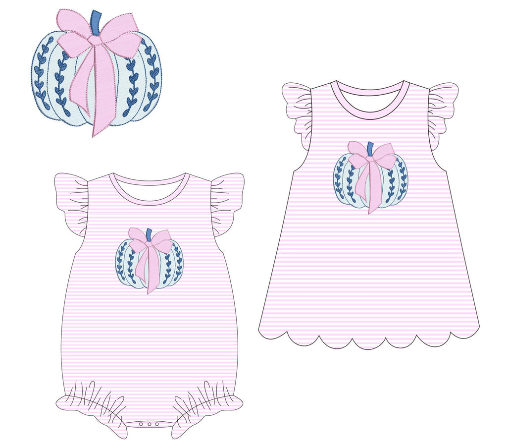 Pink Stripes and Pumpkin Embroidered Collection - ETA early August