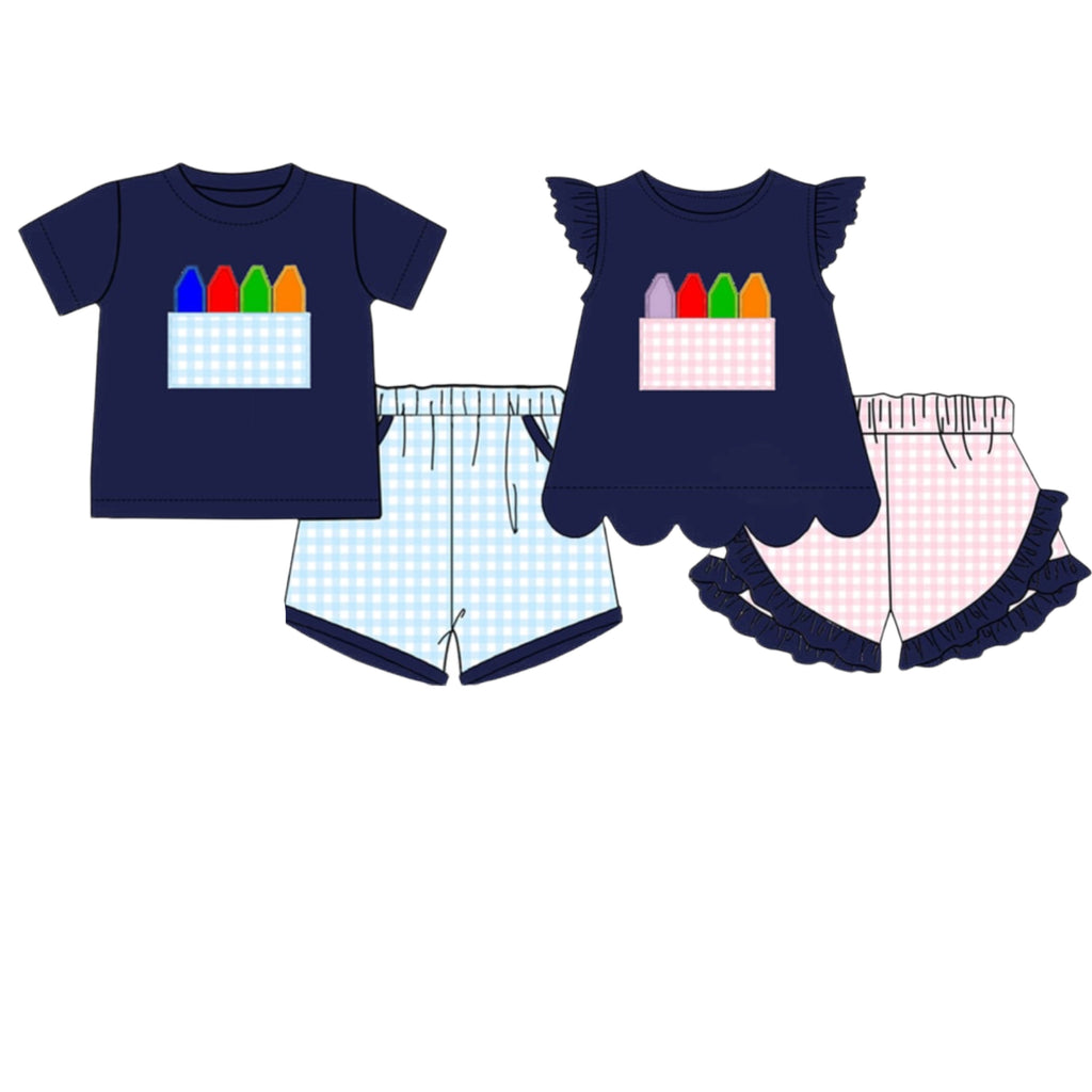 Crayon Appliqué Short Sets - ETA late June