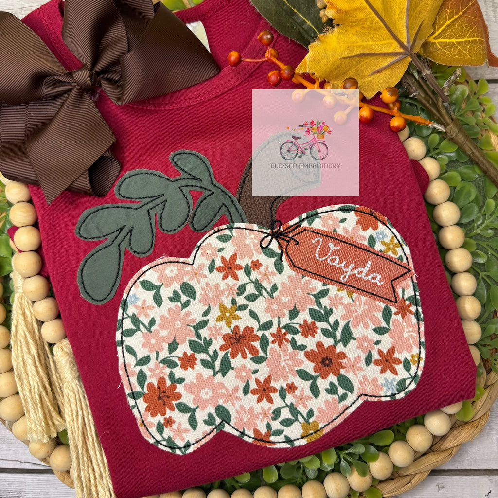 Girls Fall Shirt, Girls monogrammed Pumpkin Shirt
