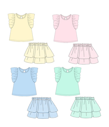 Girls Gingham Skirted Sets - ETA early January