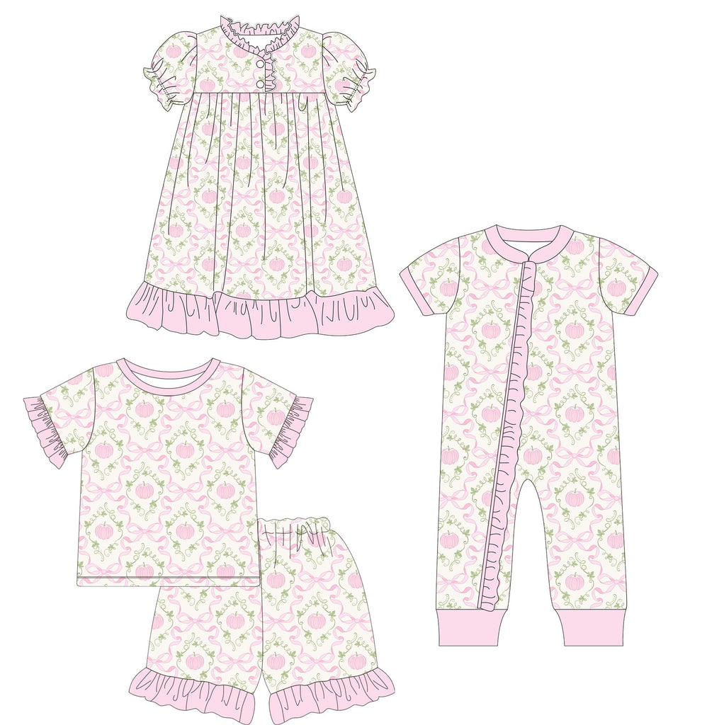 Pink Pumpkins and Bows Pajamas - ETA early August