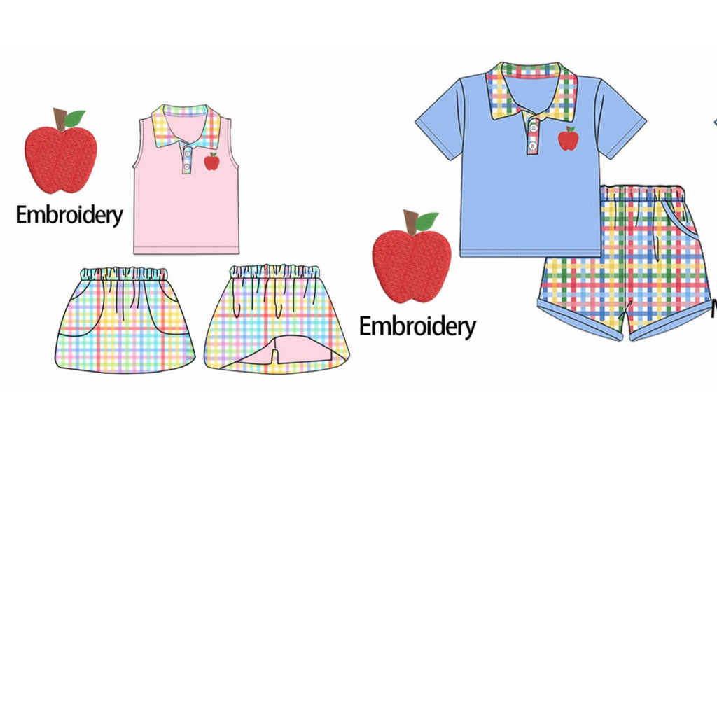 Plaid Apple Embroidery Collection - ETA late June