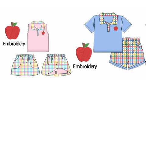 Plaid Apple Embroidery Collection - ETA late June