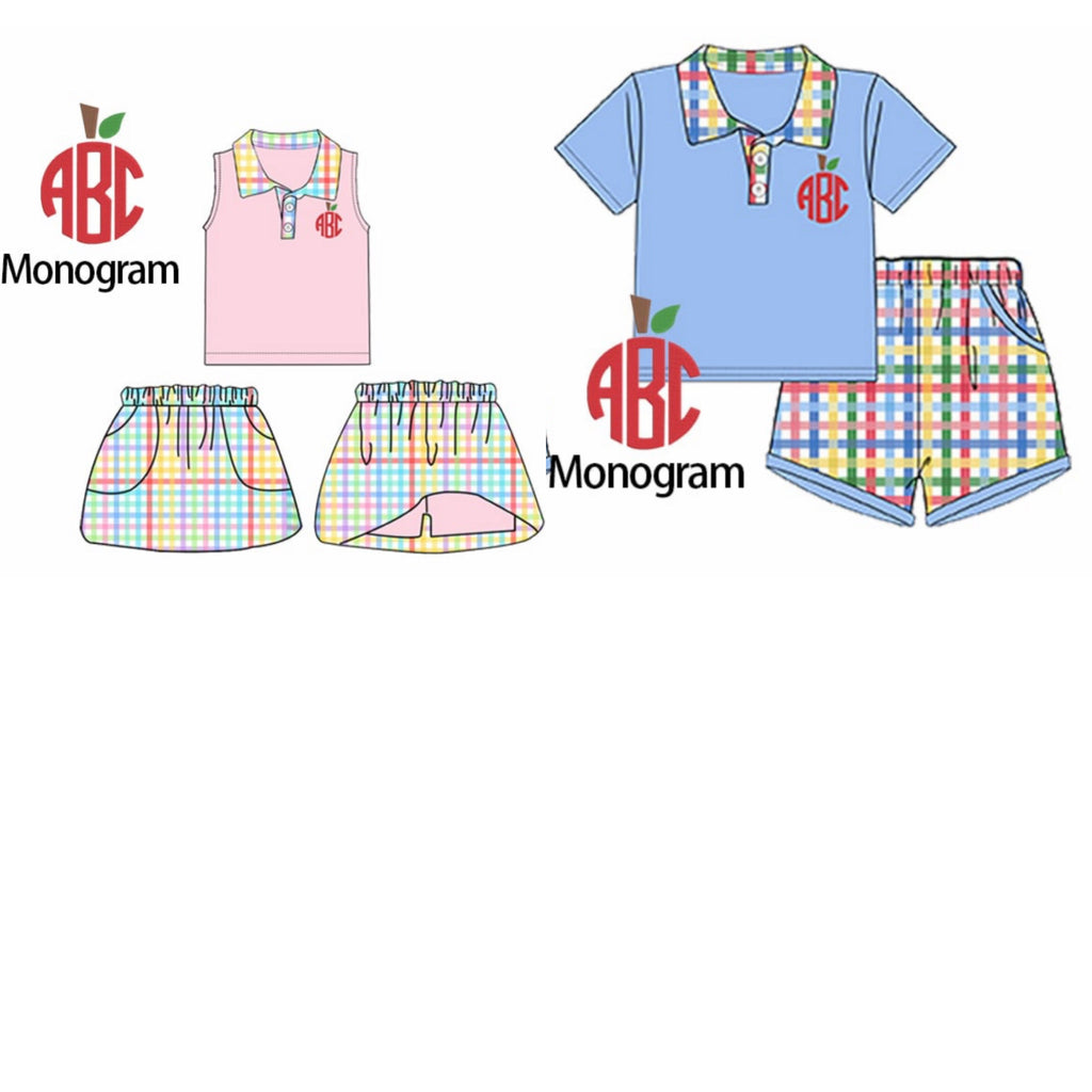 Plaid Apple Monogrammed Embroidery Collection - ETA late June