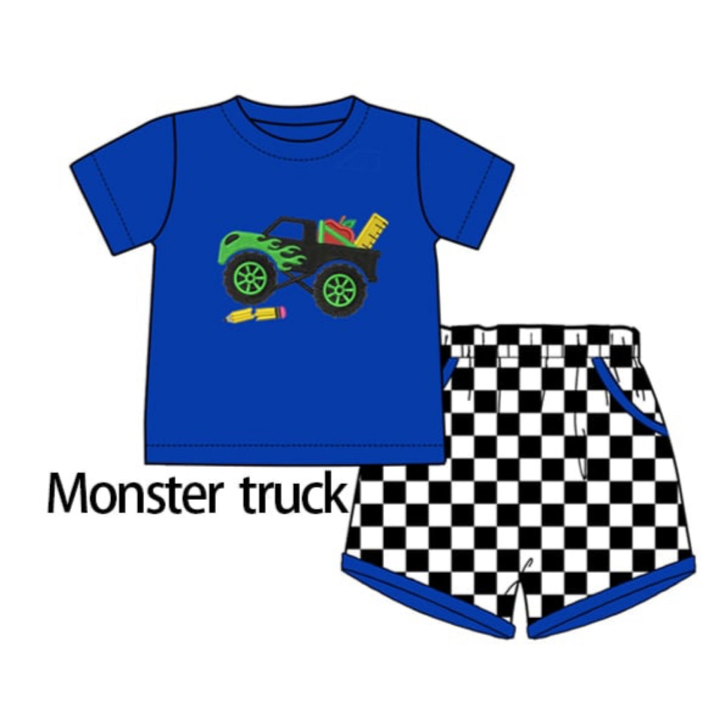 Monster Truck Embroidered Short Set - ETA late June