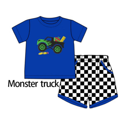 Monster Truck Embroidered Short Set - ETA late June