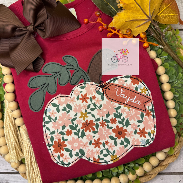 Girls Fall Shirt, Girls monogrammed Pumpkin Shirt