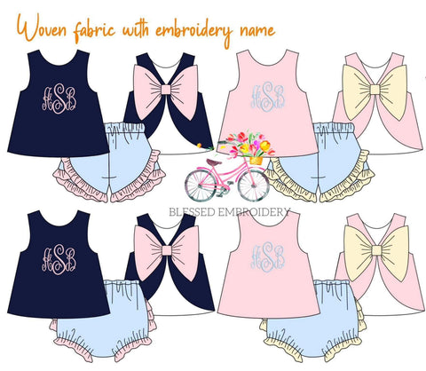 Girls Open Back Short Set (includes monogram)