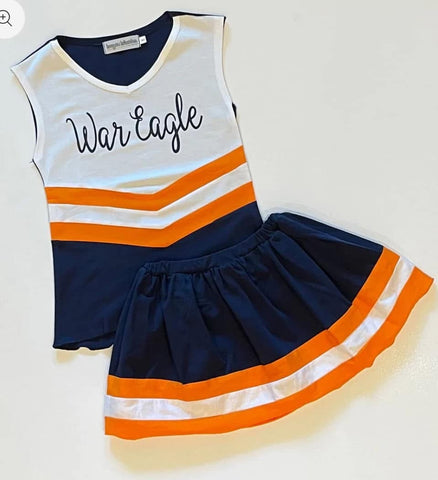 Orange and Navy Girls Cheer Uniform