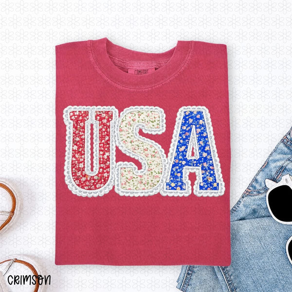 USA Floral Tee
