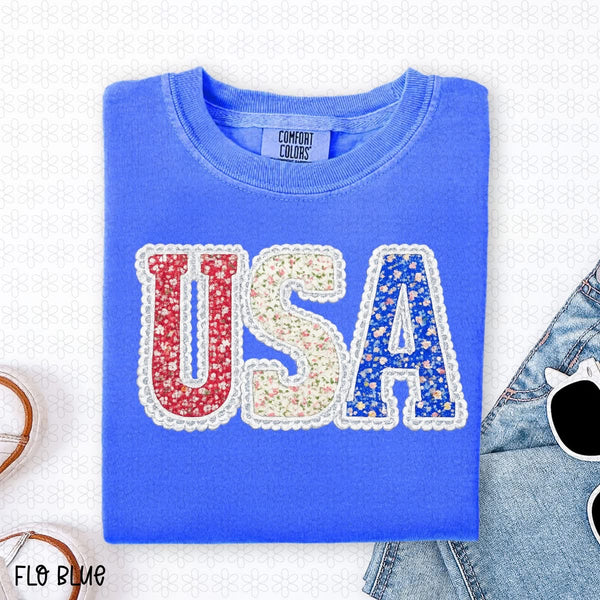 USA Floral Tee