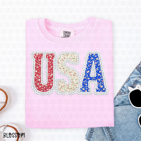 USA Floral Tee