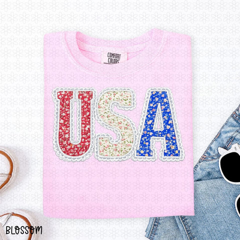 USA Floral Tee