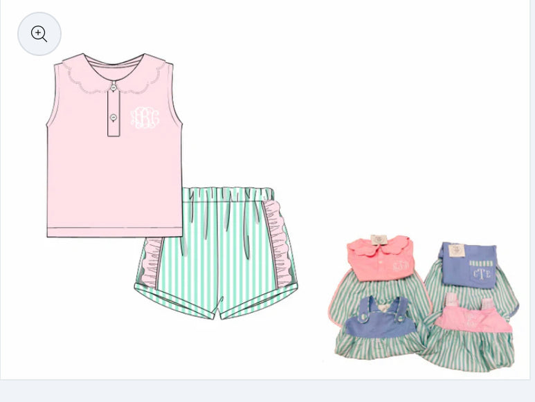 Girls Monogrammed Short Set