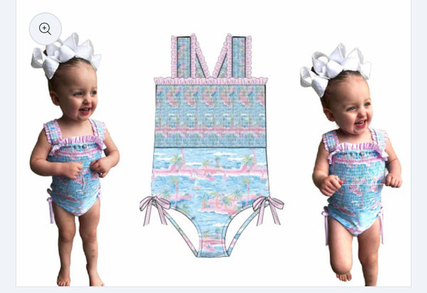 Girls 1piece beach resort swim