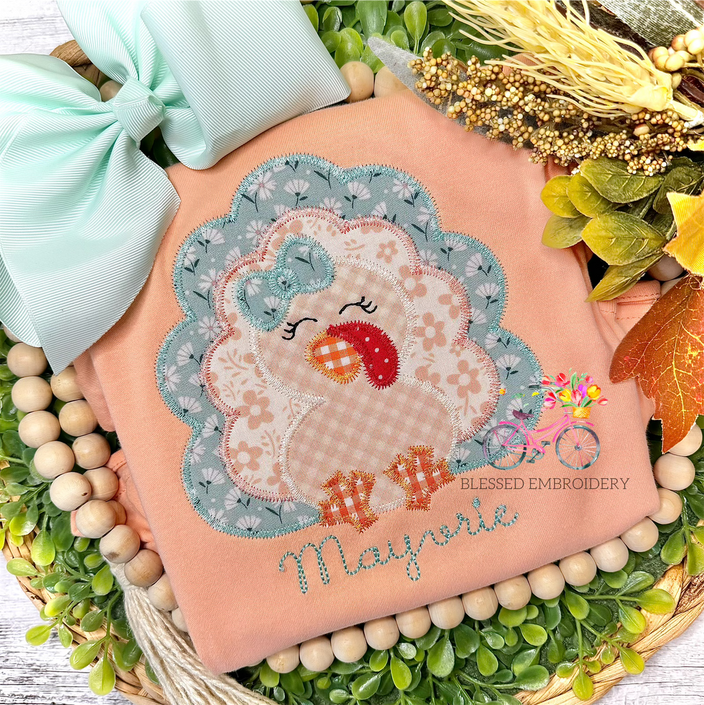 Girls Monogrammed Turkey Shirt