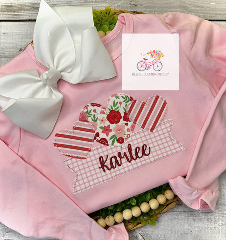 Girls Monogrammed Valentine's Day Shirt-Hannahs Listing