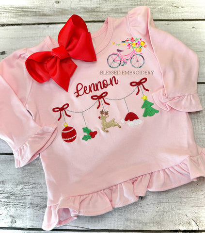 Girls Monogrammed Christmas Shirt- Hannahs Listing
