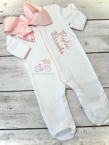Girls Coming Home Outfit, Monogrammed Baby Girl Outfit