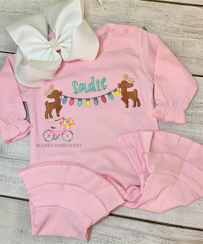 Girls Monogrammed Christmas Romper