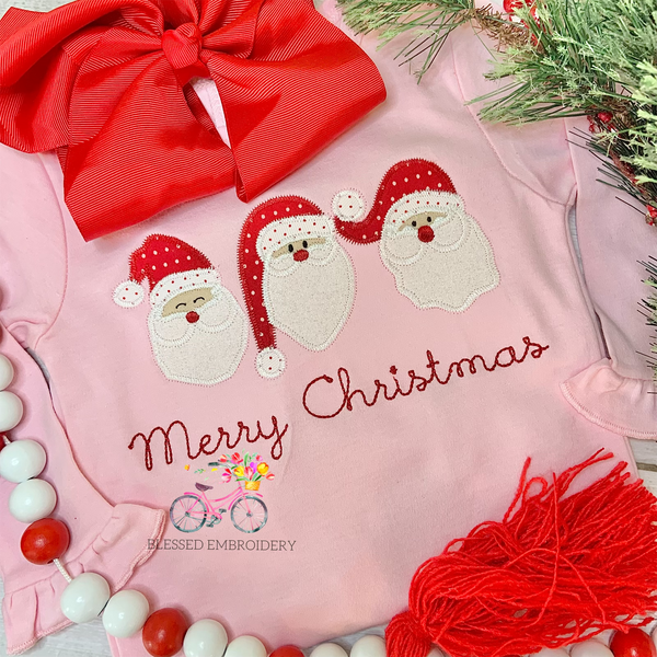 Girls Christmas Applique Shirt, Girls Monogrammed Christmas Shirt