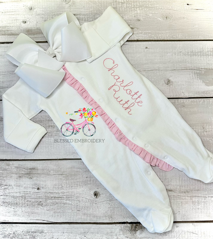 Girls Coming Home Outfit, Monogrammed Baby Girl Outfit