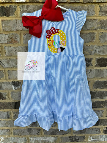 Girls Back To School Seersucker Dress