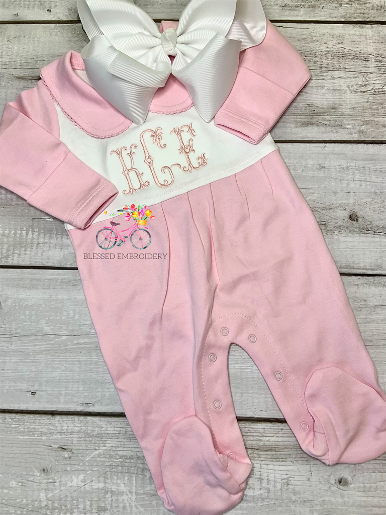 Girls Coming Home Outfit, Monogrammed Baby Girl Outfit