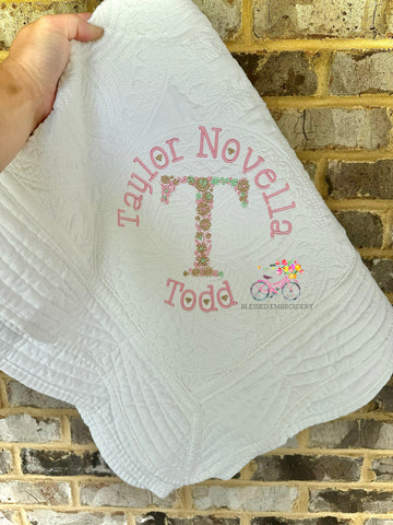 Girls Monogrammed Heirloom Quilt
