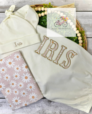 Baby Girl Gown, Baby Girl Coming Home Outfit, Baby Girl Gown Set, Monogrammed Baby Girl Gown