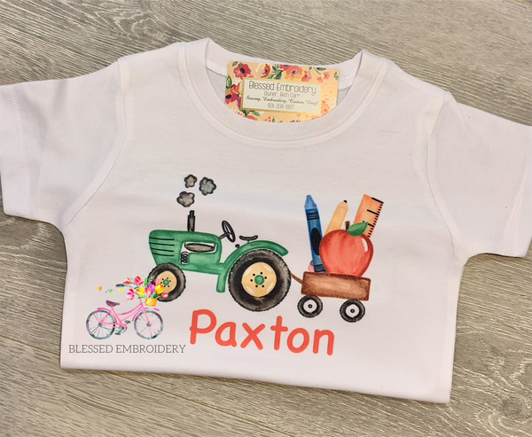 Boys Back To school Tractor Shirt