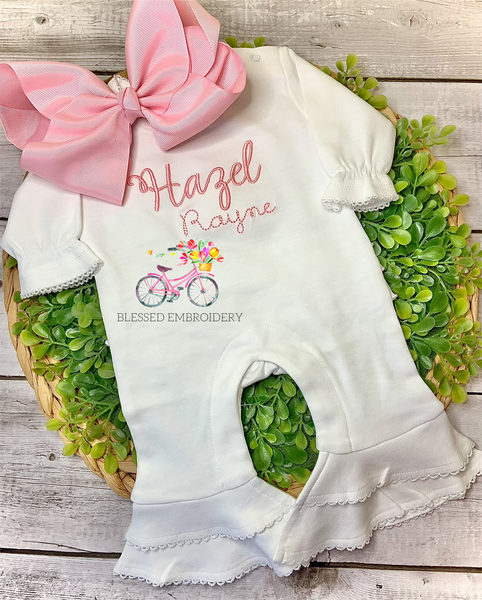 Girls Monogrammed Baby Romper
