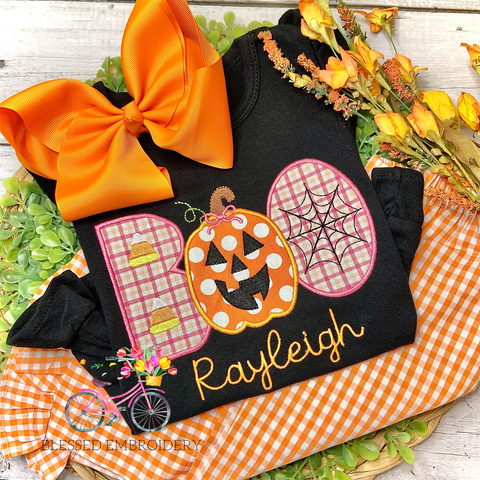 Girls Halloween Shirt, Ghost Applique Shirt