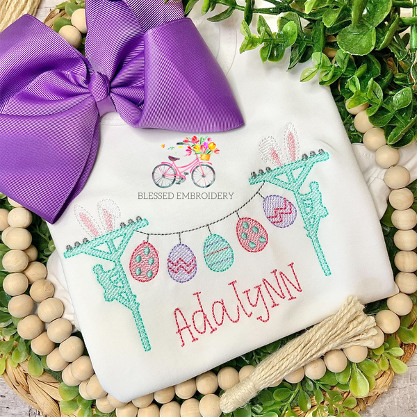 Girls Easter Shirt, Girls Monogrammed Easter Shirt, Girls Lineman Easter Shirt