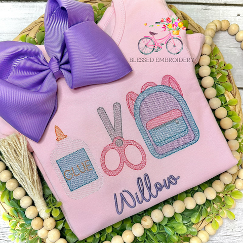 Girls Monogrammed Back To School Shirt