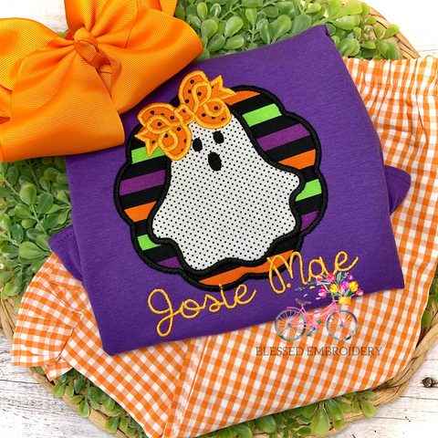 Girls Halloween Shirt, Ghost Applique Shirt (Copy)