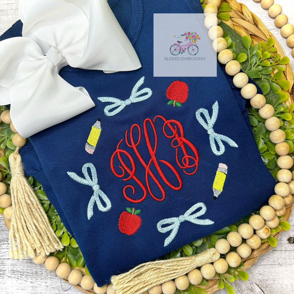 Girls Monogrammed Back To School Shirt