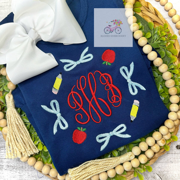 Girls Monogrammed Back To School Shirt