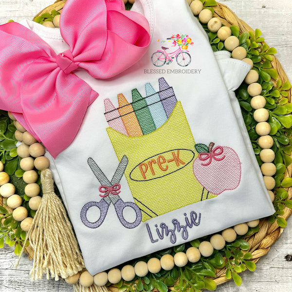 Girls Monogrammed Back To School Shirt