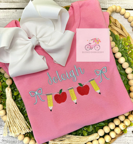 Girls Monogrammed Back To School Shirt