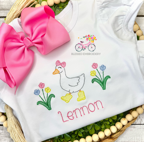 Girls Monogrammed Goose Shirt