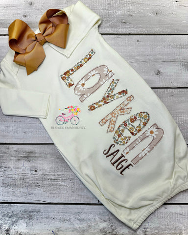 Girl Coming Home Outfit, Baby Girl Gown Set, Baby Girl Gown