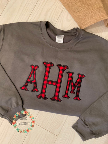 Monogrammed sweatshirt, Monogrammed Sweatshirt, Monogrammed Applique sweatshirt