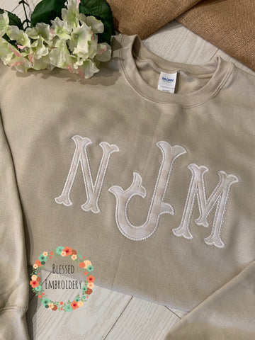 Monogrammed sweatshirt, Monogrammed Sweatshirt, Monogrammed Applique sweatshirt