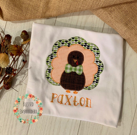 Boys Monogrammed Turkey Applique Shirt